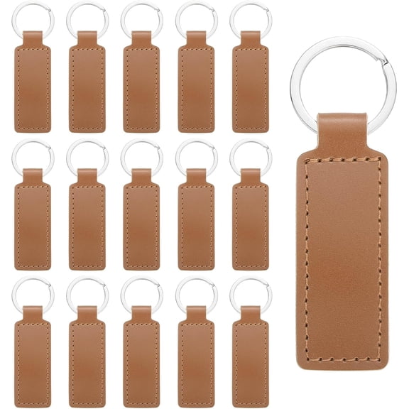 Leather Keychain Blanks Bulk Rectangle Laser Engraving Kit Brown -
