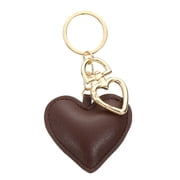 Leather Keychain Charm, Heart-Shaped Purse Keyring Pendant Accessories for Women Handbag, Wallet, Handbag, Car Key Decoration, Brown