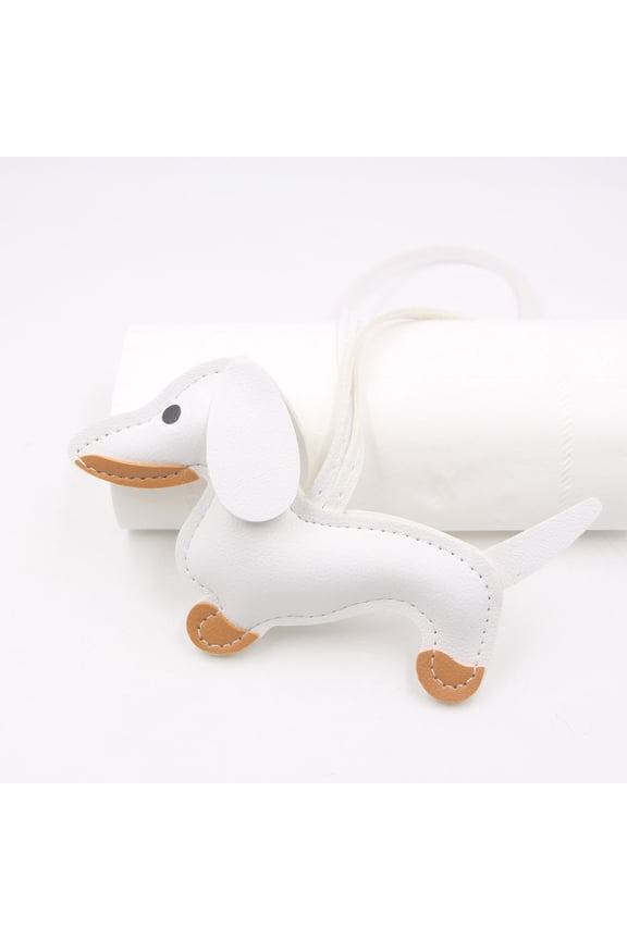 Leather Keychain, Handcrafted Sausage Dog Pendant Accessory, Durable Leather Phone Case Charm Bag Decor Car Keychain Gift