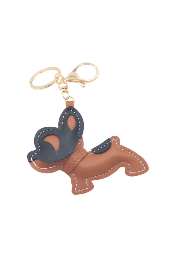 Leather Keychain Miniature French Puppy Designs Keyring Handmade Gift Bag Accessories Unique Present