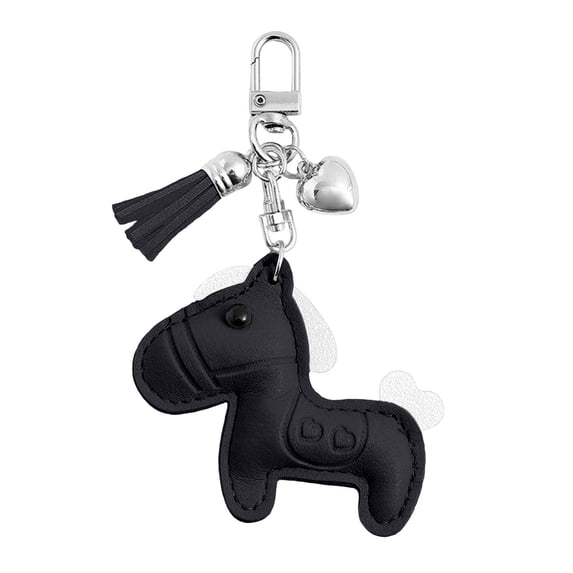 Leather Keychain Pendant, Cute Horse and Heart Charm with Tassel, Phone Charm and Bag Accessory, Durable and Stylish Gift for Women and Teens