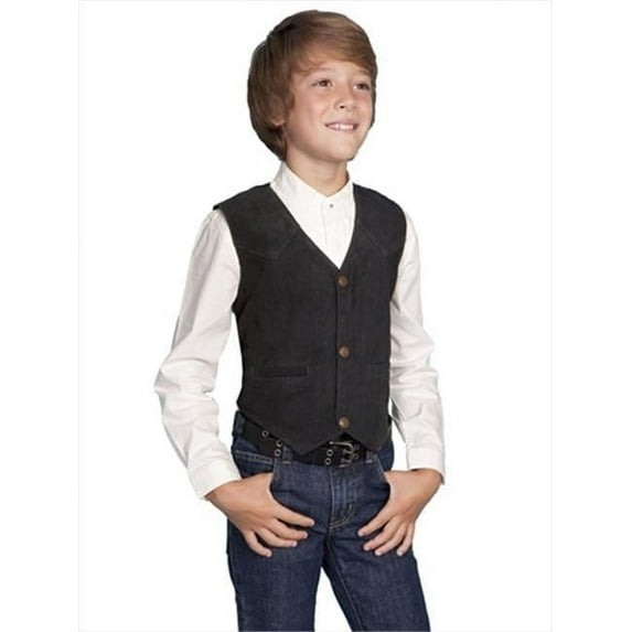 Leather Kids Vest - Black Boar Suede, Medium
