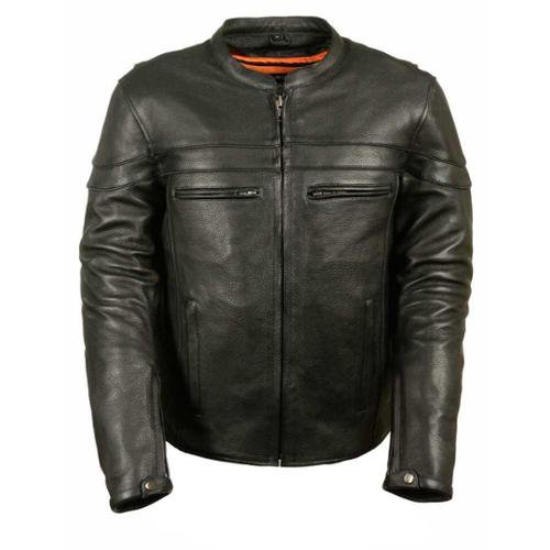 Leather King Men's Sporty Scooter Crossover Leather Jacket (2XL) - 2X-Large SH1408
