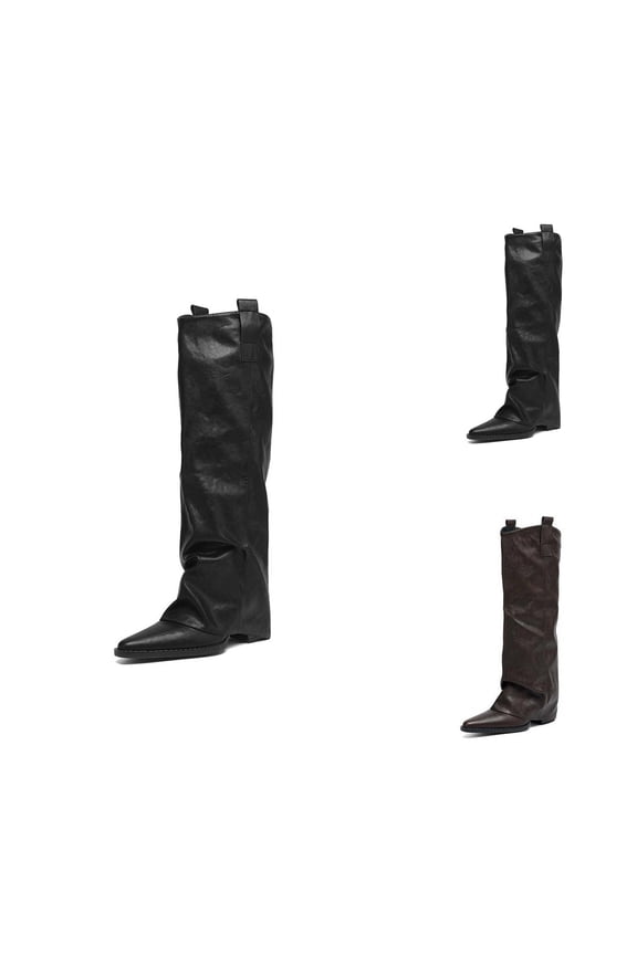 Leather Knee High Boots for Women, Pointed Toe High Heel Over the Knee Boots, Fashionable Tall Winter Shoes