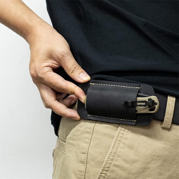 Leather Knife Sheath, Handmade Knife Holster, Horizontal Carry Leather Sheath for Belt, EDC Pocket Organizer for Men