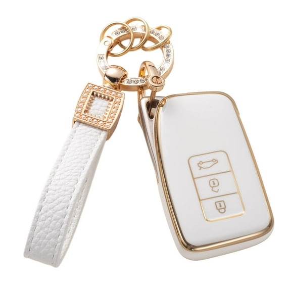 Leather Lanyard Key Fob Protective Case for Lexus Models Including RX, ES, GS, LS, NX, RX, GX, LX, RC, LC  Smart Key Cover and Holder Accessory