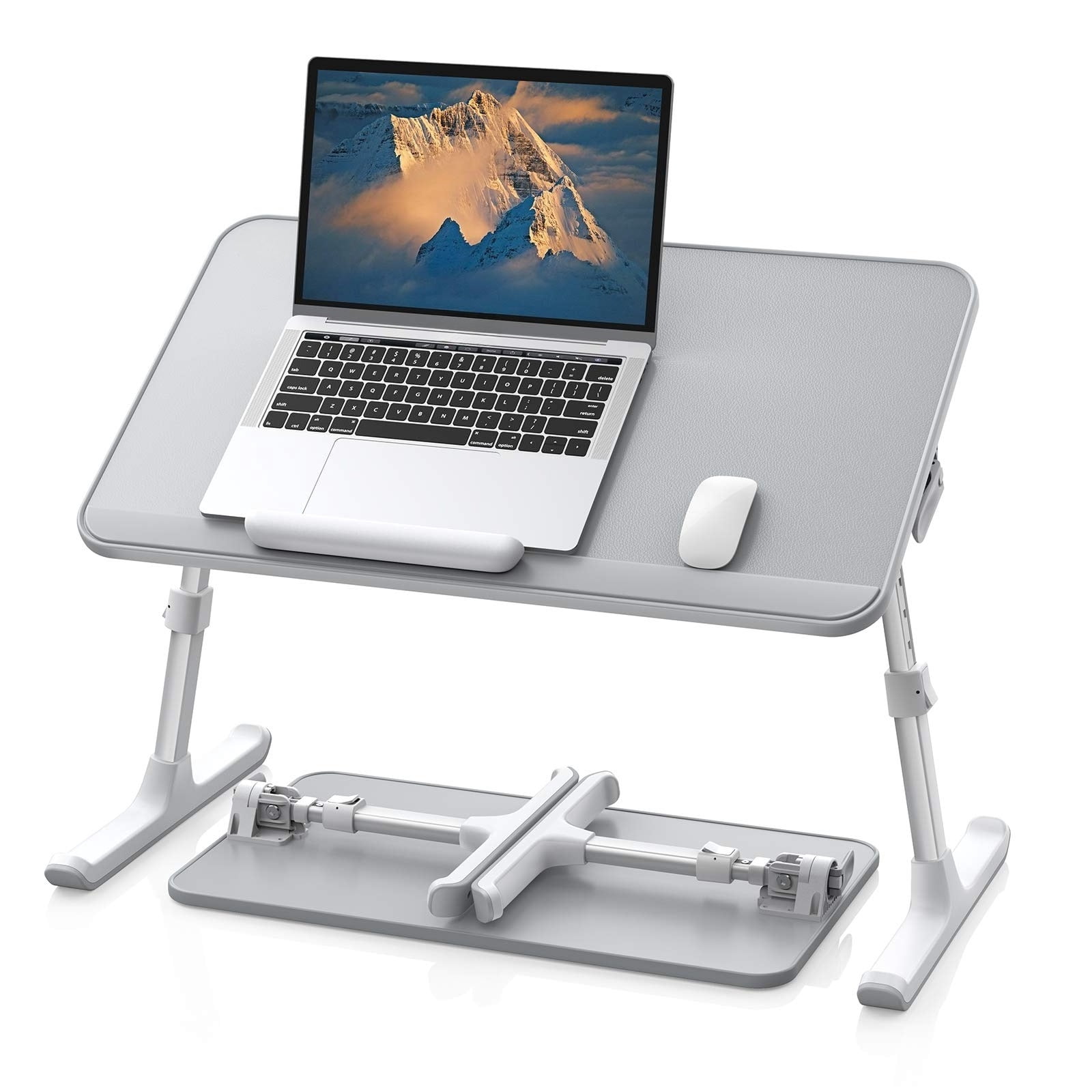 Leather Lap Desk Laptop Bed Tray Table, Adjustable Laptop Stand for Bed, Portable Lightweight Standing Desk for Writing Eating Reading Couch Sofa Floor for Adults (20.5"*11.8",Gray)