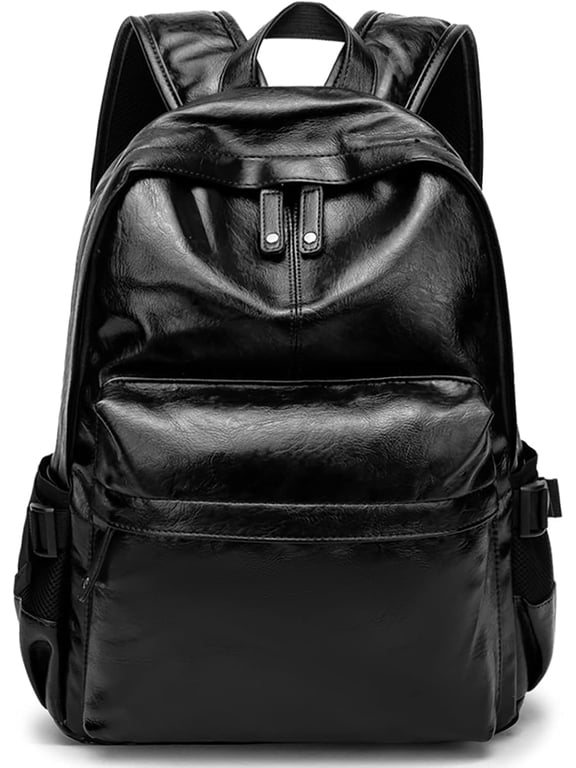 Leather Laptop Backpack for Men Women, School College Bookbag Casual Travel Daypack