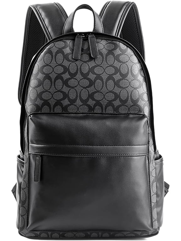 Leather Laptop Backpack for Men Women, School College Bookbag Casual Travel Daypack