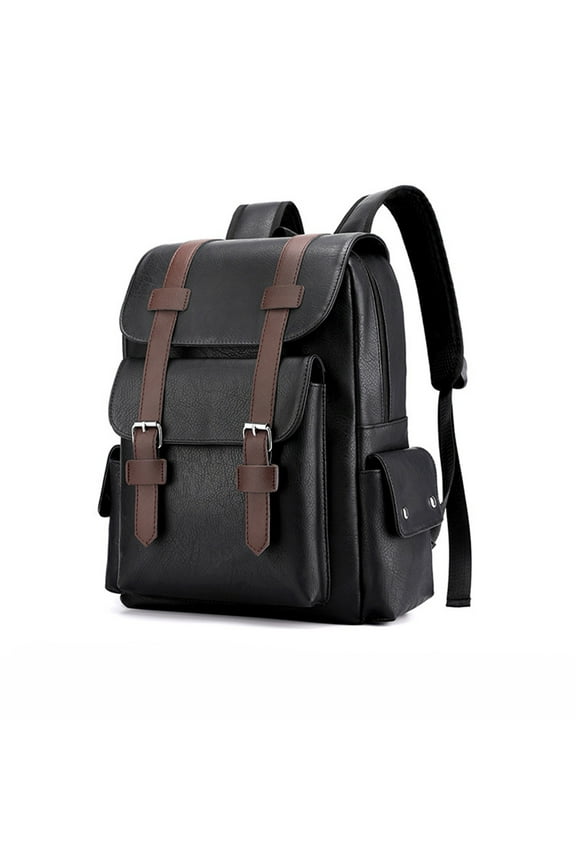 Leather Laptop Backpack for Men with 15.6 Inch Laptop Compartment Waterproof Travel Office Bookbag