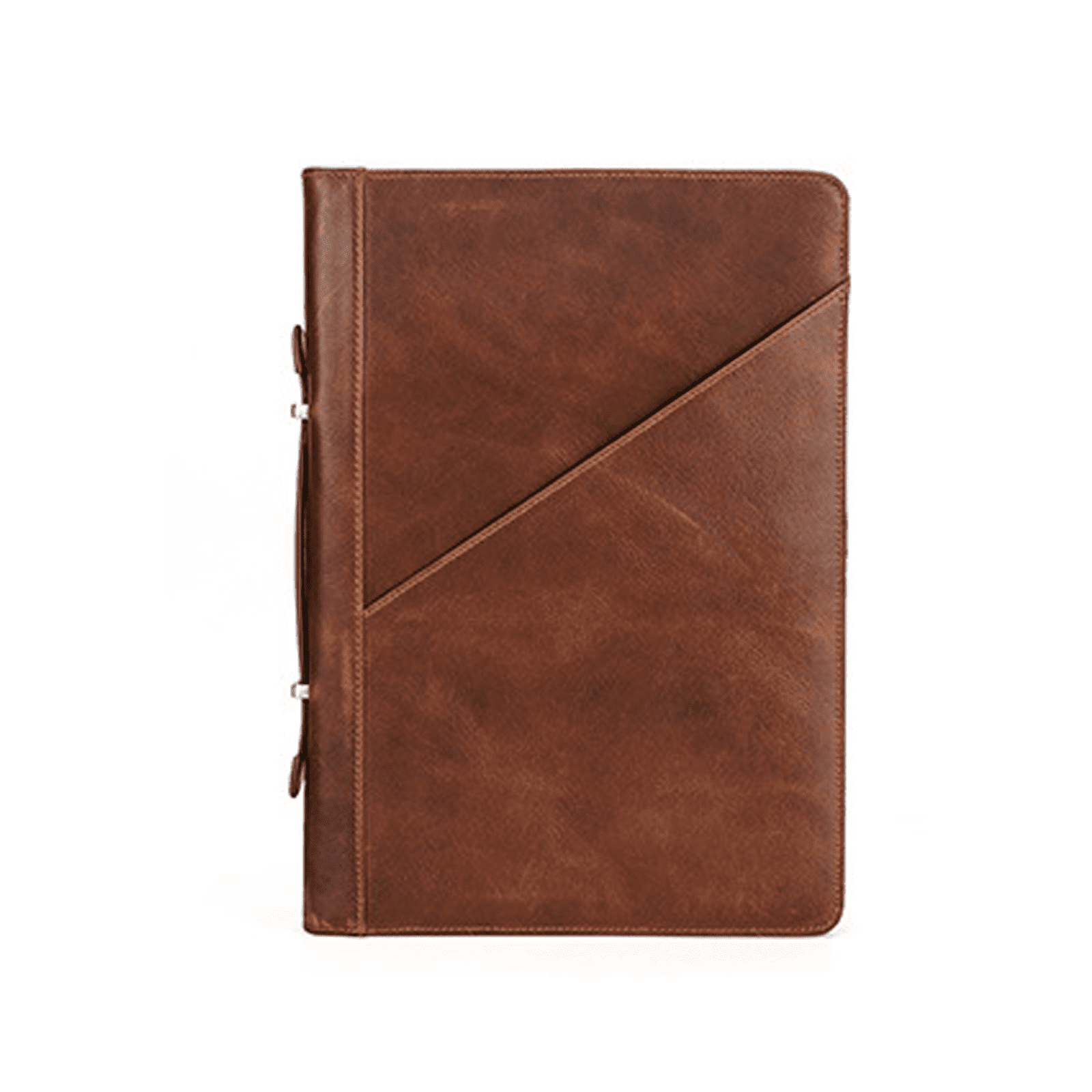Leather Laptop Bag Folio Case for MacBook Pro 13.3 Inch – Crazy Horse Cowhide with Zipper Closure, Notebook & Pen Holder
