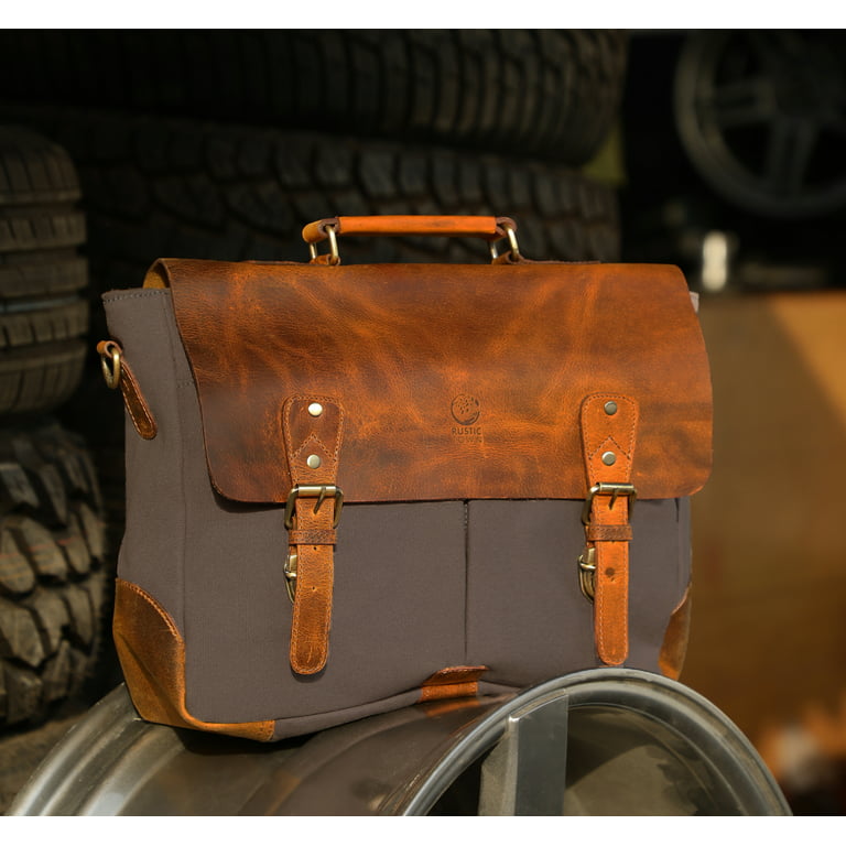 15 Men's Genuine Vintage Leather Messenger Laptop Briefcase Satchel Brown  Bag