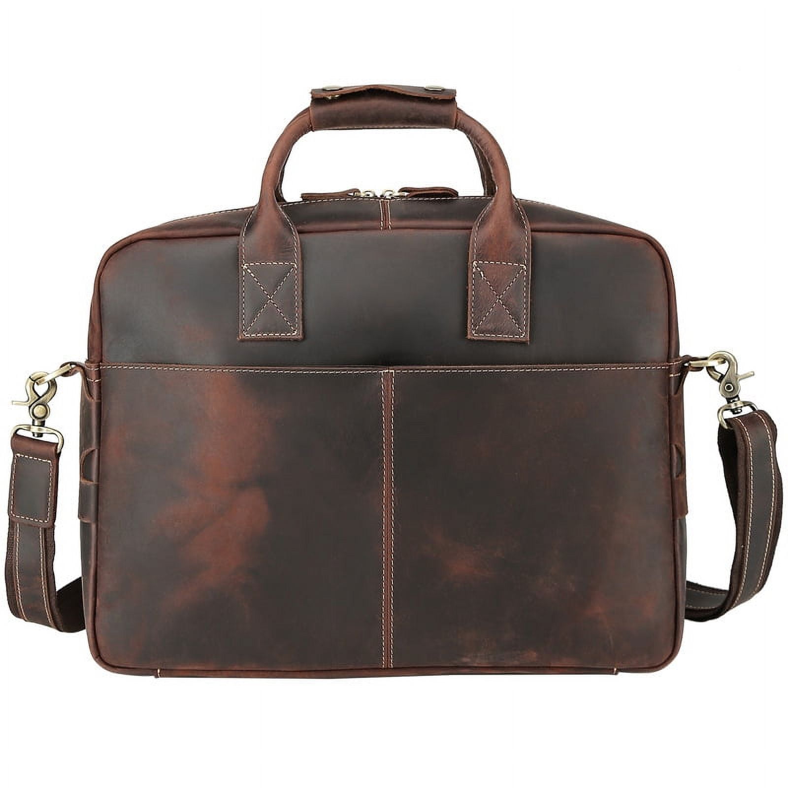 Leather Laptop Briefcase, Waterproof Travel Briefcase 15.6inch Laptop