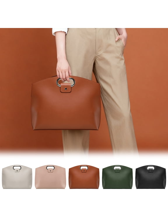 Leather Laptop For Handbag Work Tote Briefcase, 16.93x10.04 inch, Green 1Pack