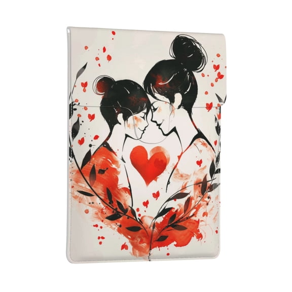 Leather Laptop Sleeve, Padded Case, Thin Portable Bag - Compatible with 13 inch laptops or MacBook Air Pro 13 2016 or later - Horizontal, Hand Drawing Love Couple