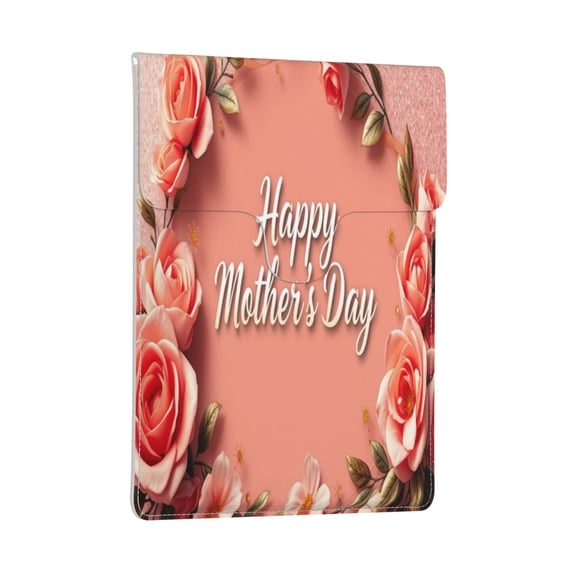 Leather Laptop Sleeve, Padded Case, Thin Portable Bag - Compatible with 13 inch laptops or MacBook Air Pro 13 2016 or later - Horizontal, Happy Mother’s Day with Glitter Floral