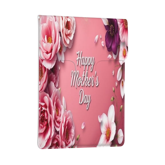 Leather Laptop Sleeve, Padded Case, Thin Portable Bag - Compatible with 13 inch laptops or MacBook Air Pro 13 2016 or later - Horizontal, Happy Mother‘s Day with Heart Floral