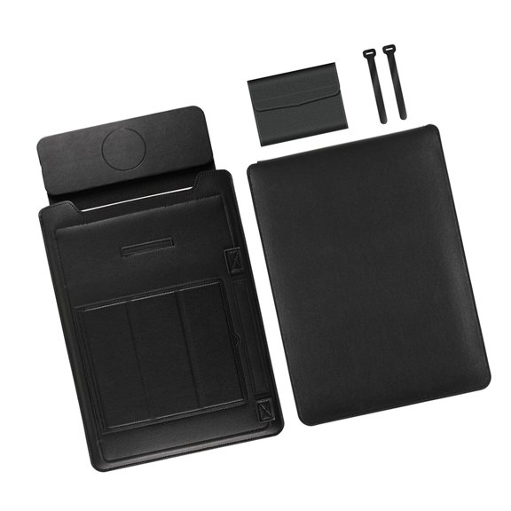 Leather Laptop Stand And Protective Case Featuring Wireless Phone Charging Easy Energy Boosts and Comfortable Viewing