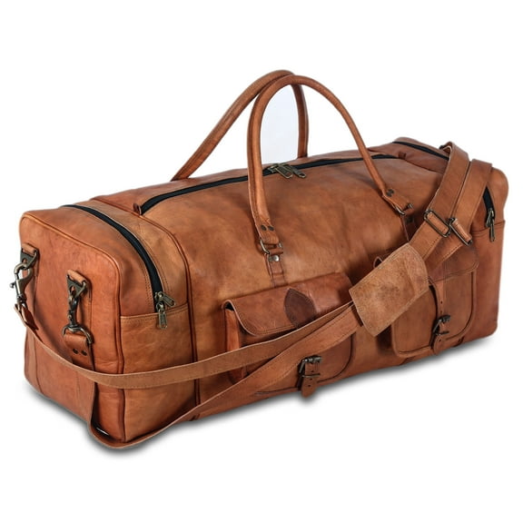 32-Inch Large Leather Duffel Bag for Men Travel Holdall, Overnight Gym & Weekend Sports Bag