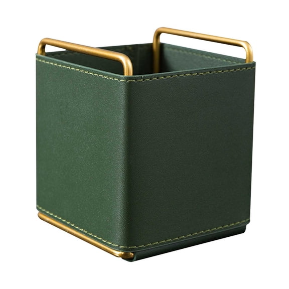 Leather Large Capacity Pen Holder,Desktop Stationery Storage Box Organizer,Multi Function Office Home Desk Caddy,Anti Scratch Sturdy Makeup Brush Glue Ruler Storage Case For Office Study Bedroom