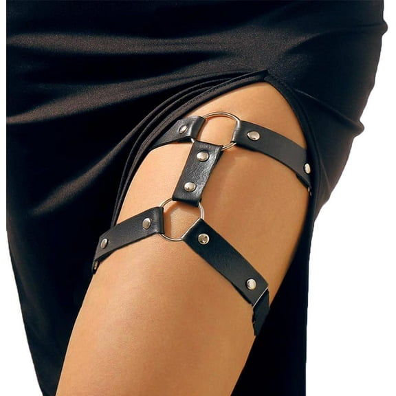 Leather Leg Harness Black Punk Garters Belts Rave Thigh Holster Strap Club Halloween Body Chain Accessories Jewelry for Women.