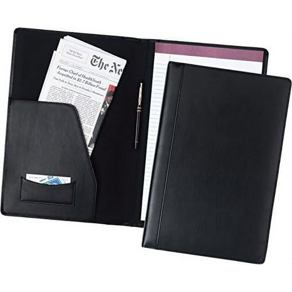 Leather Legal Size Padfolio and Pad Holder (Black)$$Office