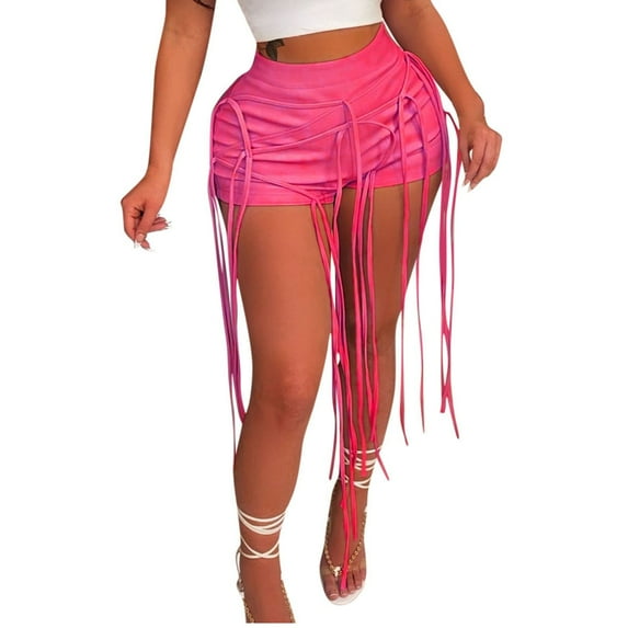 Leather Leggings for Womens Stretch High Waist Lace Up Pleather Pants PU Tights Hot Pink,L