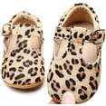 thumbnail image 1 of Leather Leopard Baby Shoes Hard Sole T-Strap Boys Girls Moccasins for Infants Babies Toddlers, 1 of 5