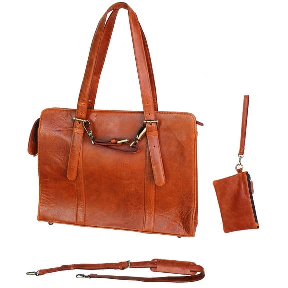 Leather Lightweight Messenger Crossbody Portfolio Laptop Shoulder Bag 18J02TN