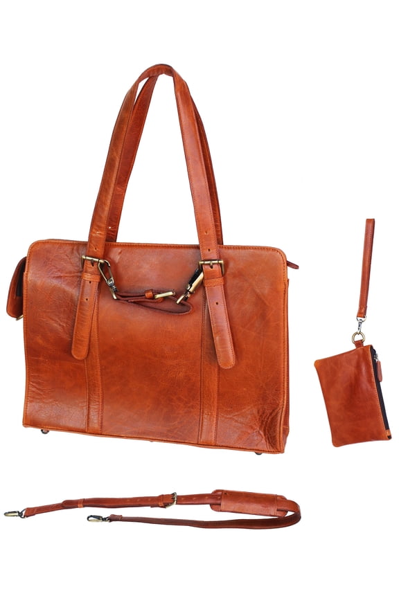 Leather Lightweight Messenger Crossbody Portfolio Laptop Shoulder Bag 18J02TN