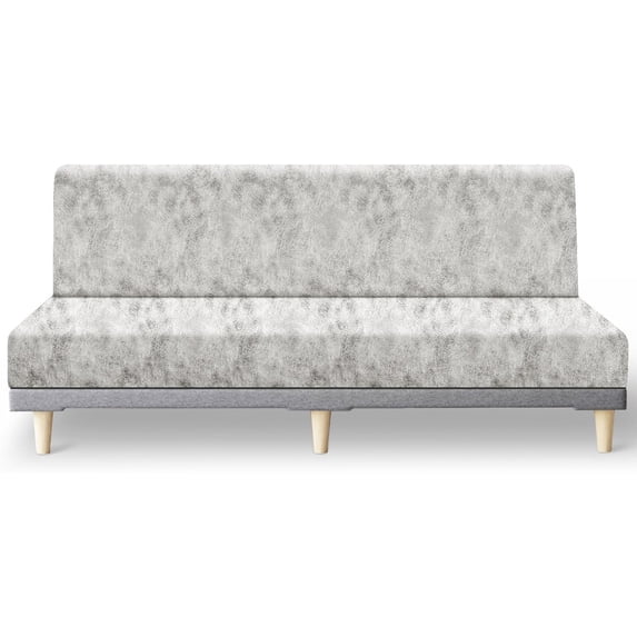 Leather Like Stretch Futon Slipcover Armless Futon Bed Sofa Cover Furniture Protector with Elastic Bottom, Soft and Washable Futon Cover for Sofa Bed Stay in Place(Larger,Beige)