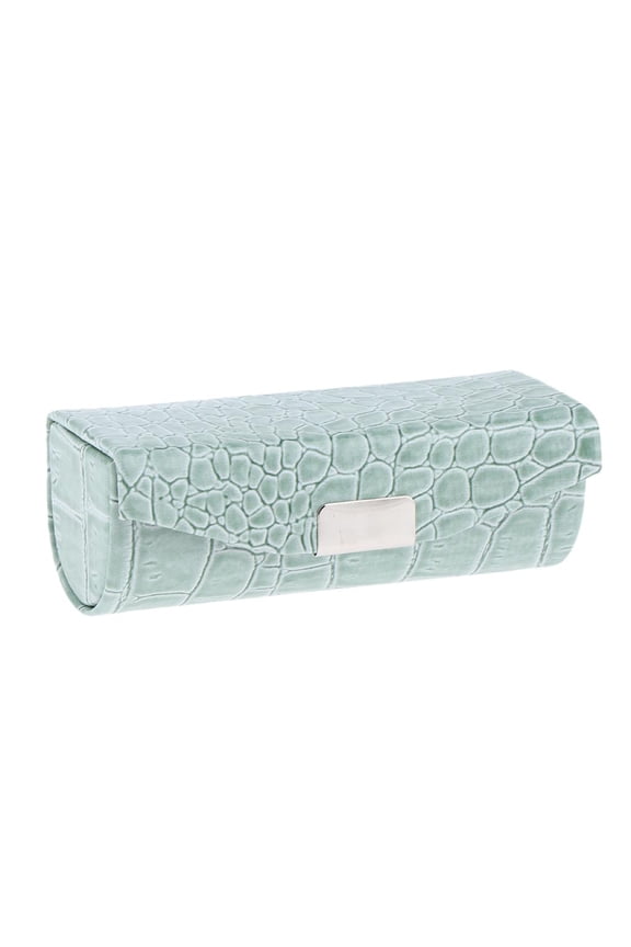 Leather Lipstick Case Holder with Mirror for Purse Greyish-green Greyish Green