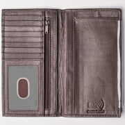 Leather Long Checkbook Brown Bi-Fold RFID Safe Wallet Gift for Men & Women by Juzar Tapal Collection