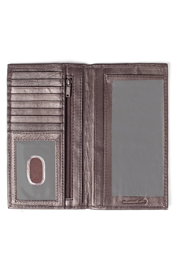 Men's Leather Long Wallet, RFID Blocking Slim Wallet with Long Bifold Credit Card Holder for Men