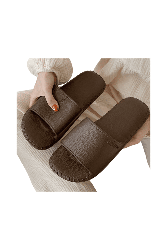 Leather-Look EVA Slippers - Retro Style Flip Flops for Men & Women, Ultra Soft & Lightweight House Shoes