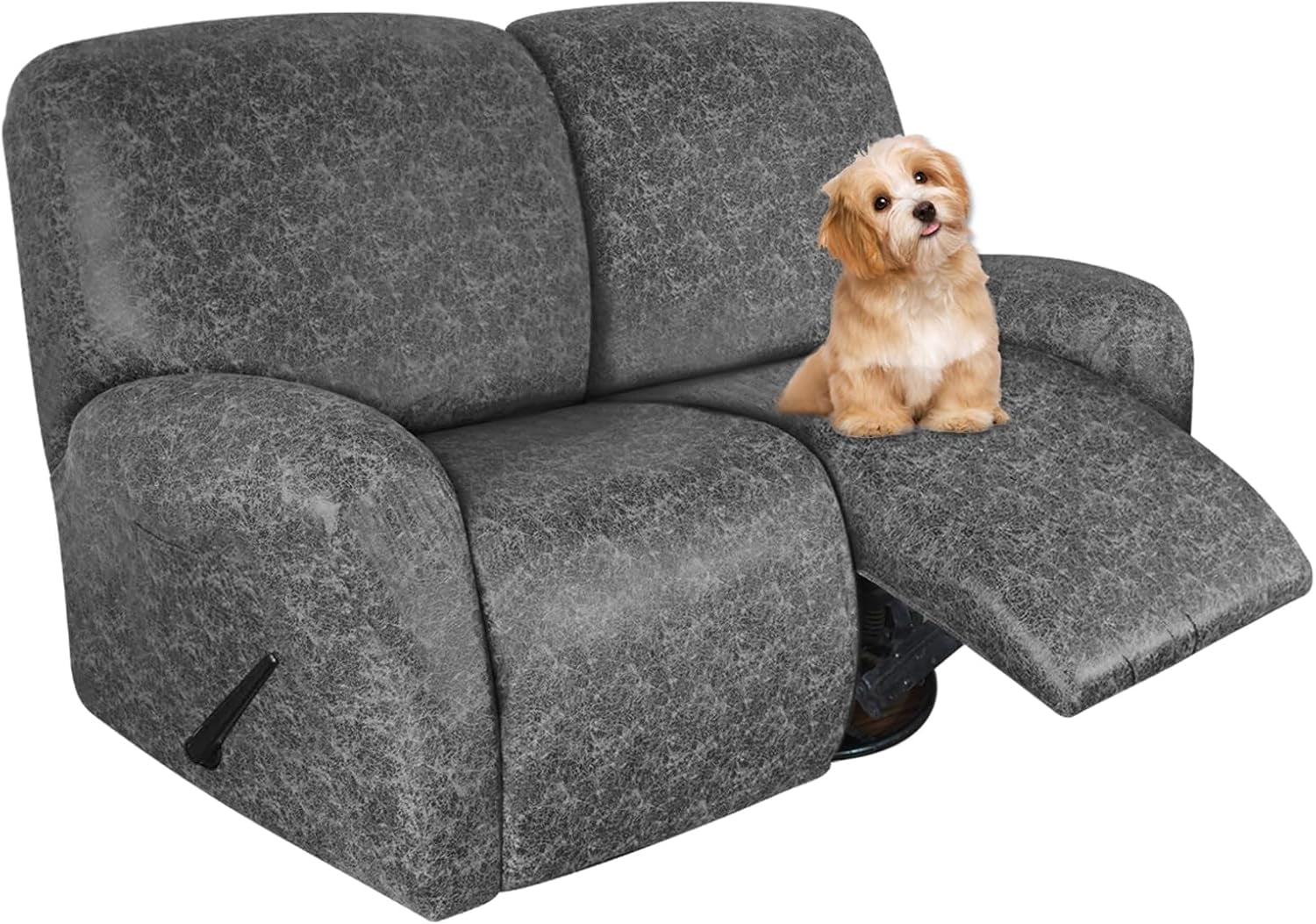 Leather Look Loveseat Recliner Covers Stay in Place 6-Piece Recliner
