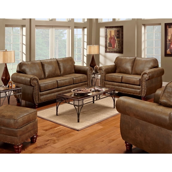 Leather-Look Microfiber Living Room Set - 4 Piece Sofa, Loveseat & More