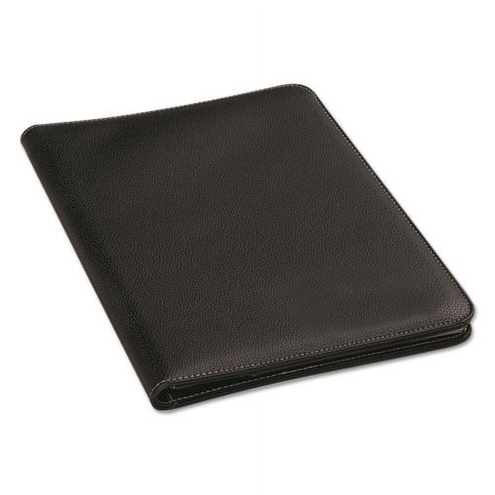 Leather-Look Pad Folio, Inside Flap Pocket w/Card Holder, Black Leather-Look Pad Folio, Inside Flap Pocket w/Card Holder, Black