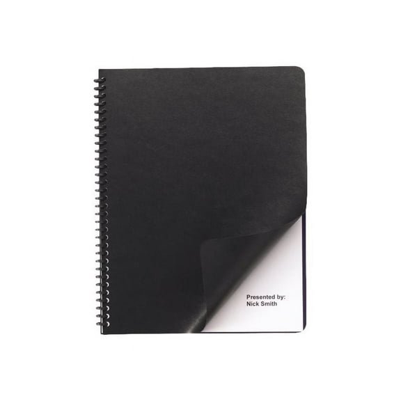 Leather Look Presentation Covers For Binding Systems, 11.25 X 8.75, Black, 50 Sets/pack | Bundle of 5 Packs