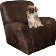 thumbnail image 1 of Leather Look Recliner Chair Covers Stay in Place 4-Piece Lazy Boy Recliner Slipcovers for Reclining Chair Furniture Protector Spandex Fabric Washable (X-Large, Dark Brown), 1 of 16