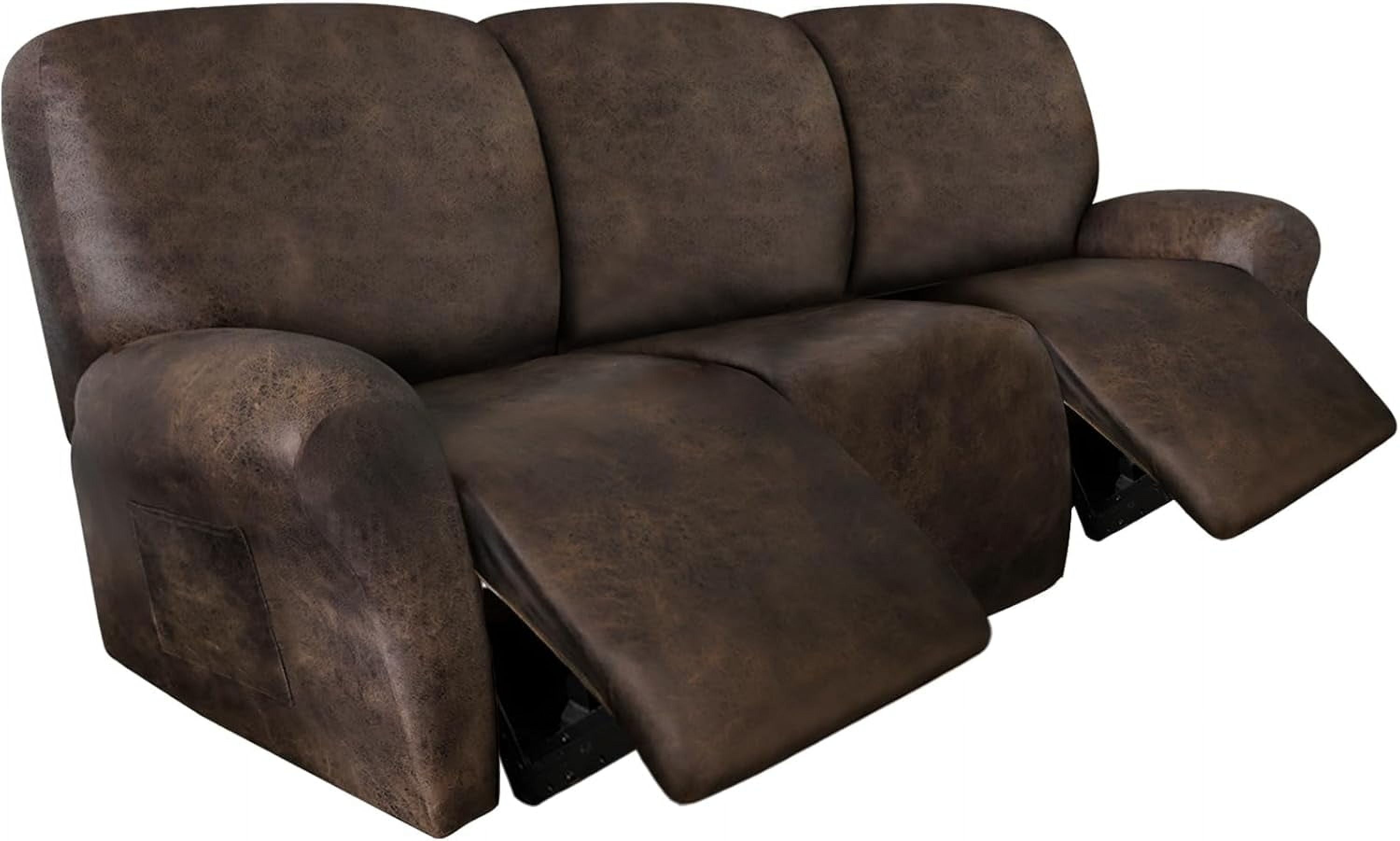Leather Look Recliner Couch Cover 8-Piece Recliner Sofa Slipcovers 3
