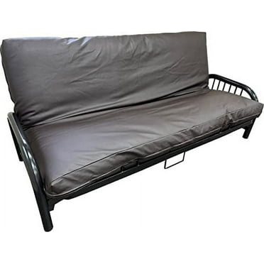 Leather Look Vinyl Futon Covers, Mattress Protector Slipcovers (Chocolate, Size 6X39x75 In)