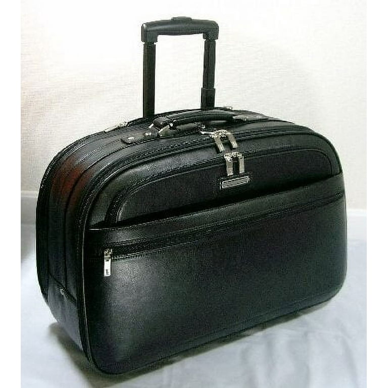 K-cliffs Leather Luggage Business Suitcase Rolling Travel Laptop Briefcase Wheeled Executive Case Mobile Office Black, Adult Unisex, Size: One Size