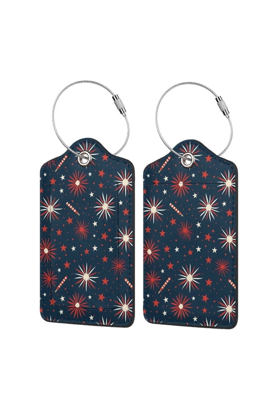 Leather Luggage Tag 4.6×2.9in Stainless Steel Ring Bendable Waterproof Not Afraid Of Scratch Feel Soft And Comfortable Independence Day Theme Star (11) 1