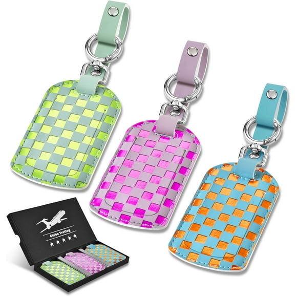 Leather Luggage Tag For Suitcases: 3-Pack Bright & Cute Luggage Tags For Suitcase TSA Approved, Privacy Travel Bag Tags for Luggage Is Airplane Travel Essentials For Women, Travel Luggage Accessories