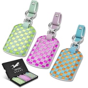 Leather Luggage Tag For Suitcases 3-Pack Bright & Cute Luggage Tags For Suitcase TSA Approved, Privacy Travel Bag Tags for Luggage Is Airplane Travel Essentials For Women, Travel Luggage Accessories