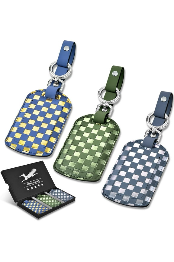 Leather Luggage Tag For Suitcases: 3-Pack unique & cool Luggage Tags For Suitcase TSA Approved, Privacy Travel Bag Tags for Luggage Is Airplane Travel Essentials For men, Travel Luggage Accessories!