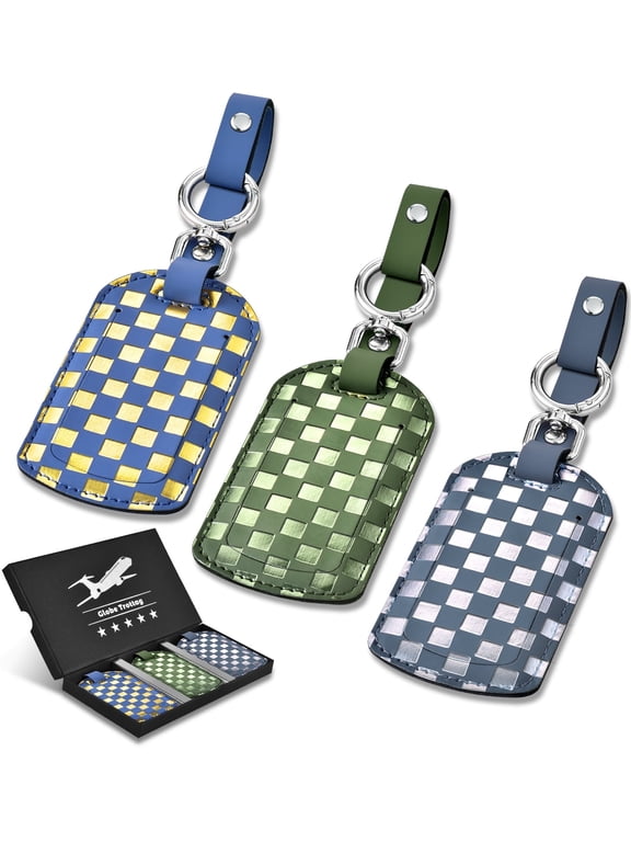 Leather Luggage Tag For Suitcases: 3-Pack unique & cool Luggage Tags For Suitcase TSA Approved, Privacy Travel Bag Tags for Luggage Is Airplane Travel Essentials For men, Travel Luggage Accessories!