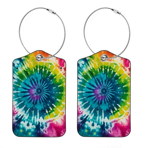 Leather Luggage Tag for Suitcase Women Kids, Tie-Dye