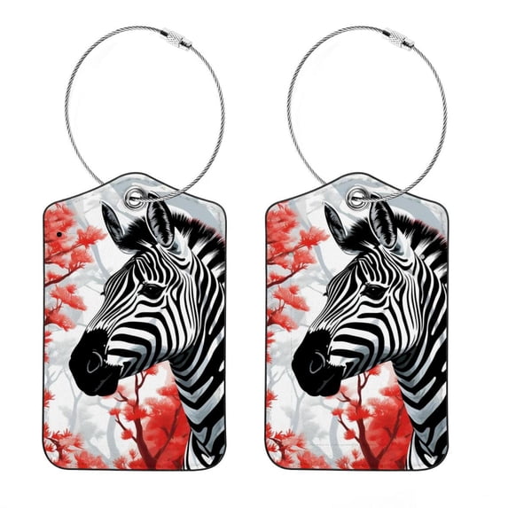 Leather Luggage Tag for Suitcase Women Kids, Zebra